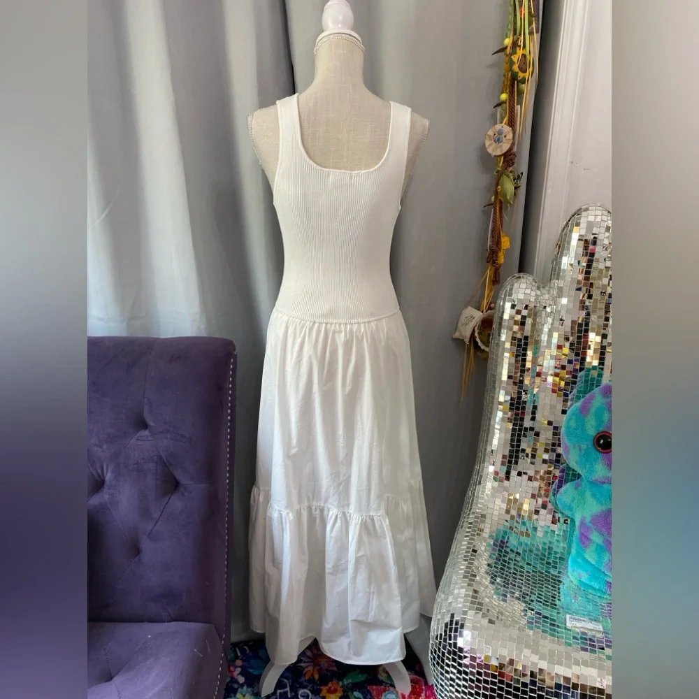 ❌SOLD❌ELAN RHODE TANK DRESS MIXED MEDIA TIERED STRETCH POCKETS WHITE LARGE - Picture 11 of 13